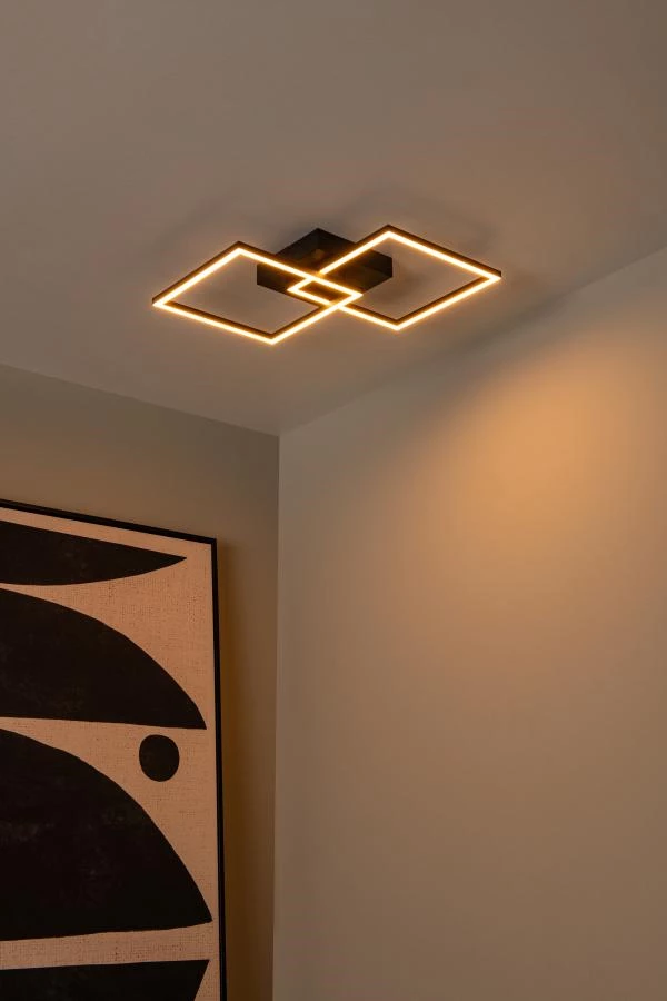 Lucide ARIANNE - Flush ceiling light - LED - CCT - 1x23W 2700K/4000K - Black - atmosphere 1